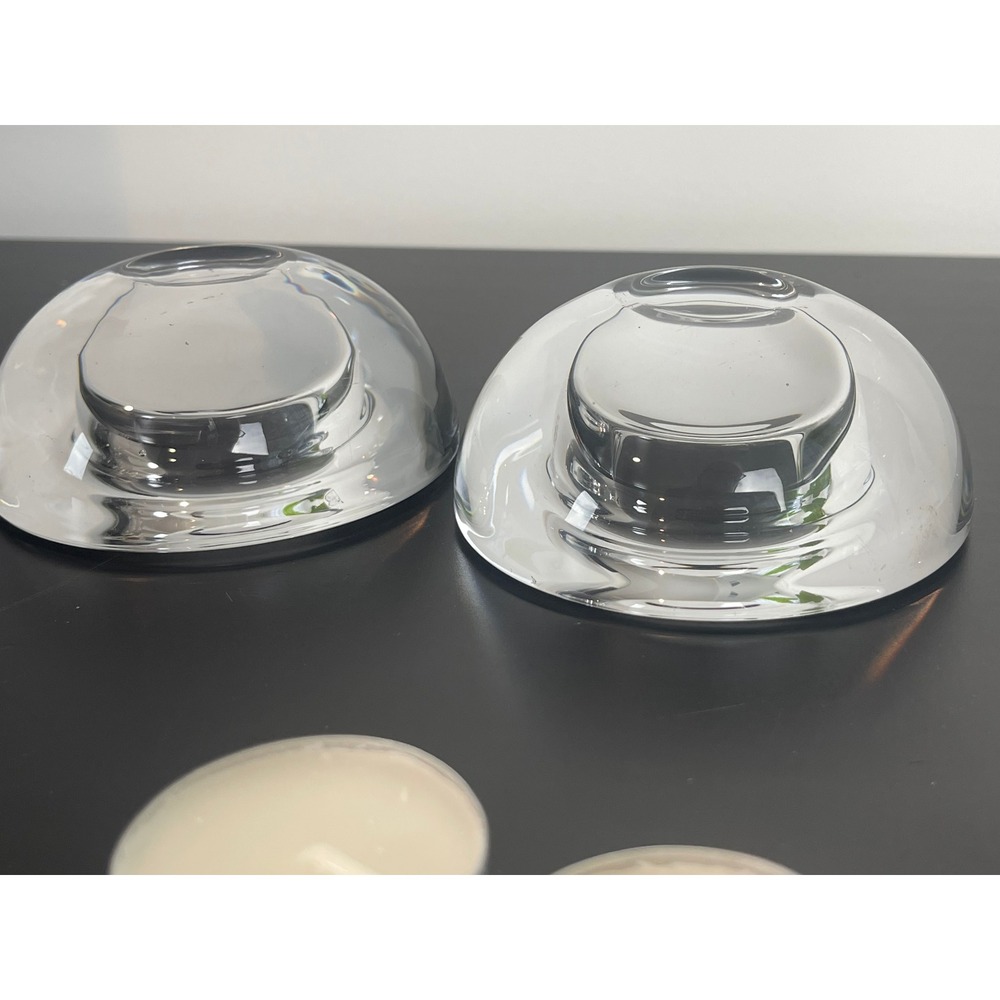 00419 - Set of 2 Clear Glass Tea Light Candle Holders Heavy Bowl Votive Holders‎ - Picture 7 of 11